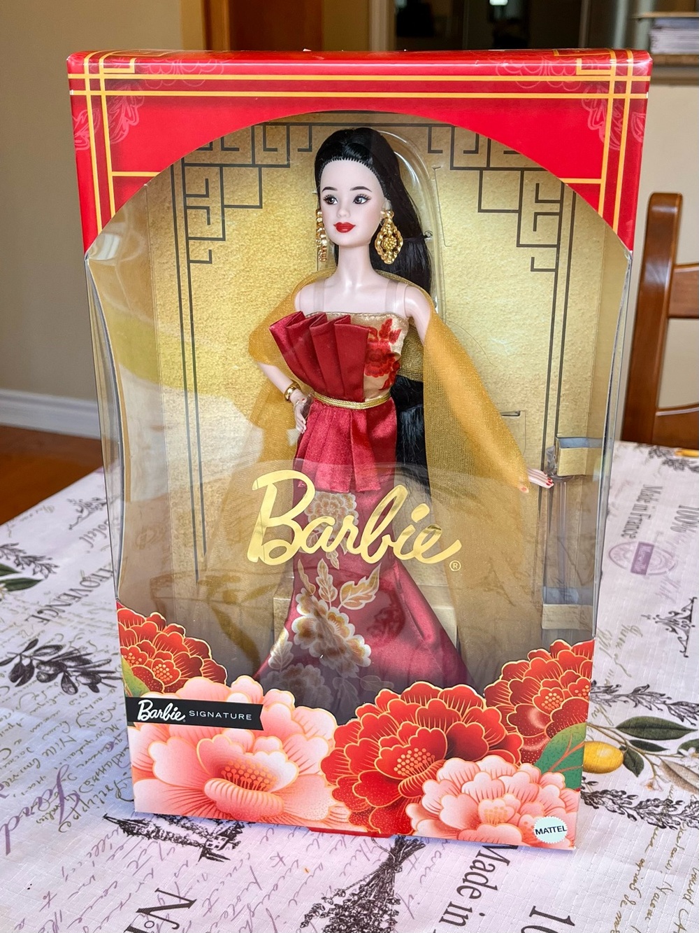 Barbie Signature Red & Gold Floral Evening Gown Lunar New Year Collectible Doll